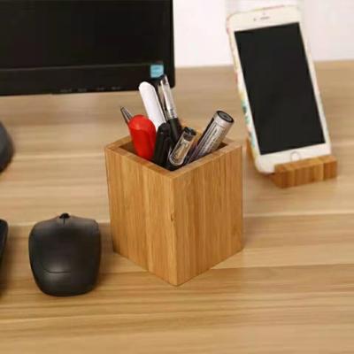 China 2021 High Quality New Style Bamboo Wooden Pencil Pen Desk Stand For Office Home Bedroom for sale