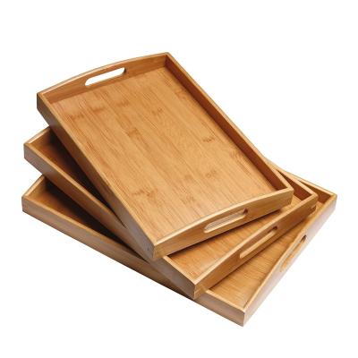 China Wholesale Home.Restaurant.Bar.Hotel.Wedding Breakfast Tea Serving Tray Food Tray Eco-Friendly Bamboo Wood Customization with Handles for sale