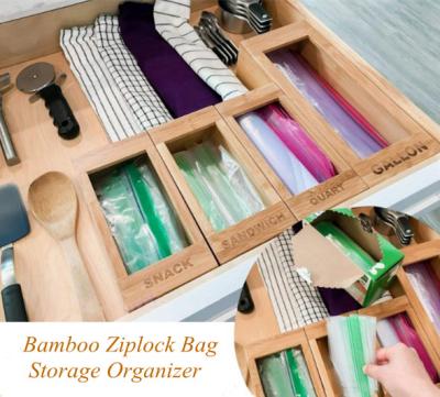 China New Arrival Kitchen Drawer Organizer Variety Storage Bags 4 Pcs Bamboo Food Storage Viable Bamboo Holders Bamboo Box For Bag for sale