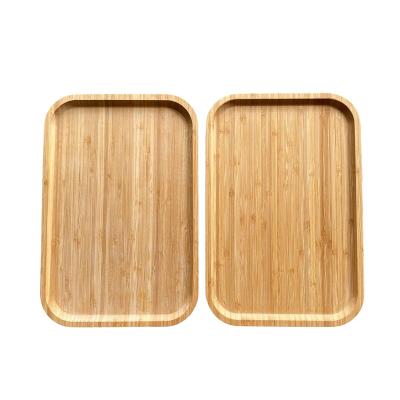 China Kitchen Sustainable Bamboo Serving Dish Tray Cheese Charcuterie Decorative Bathroom Eco-Friendly Natural Wooden Bamboo Tray for sale