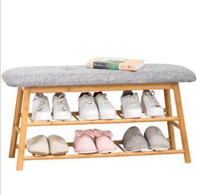 China New Arrival Convertible Shoe Bench Stand With Cushion Bamboo 3 Row Multifunctional For Bedroom Front Door for sale