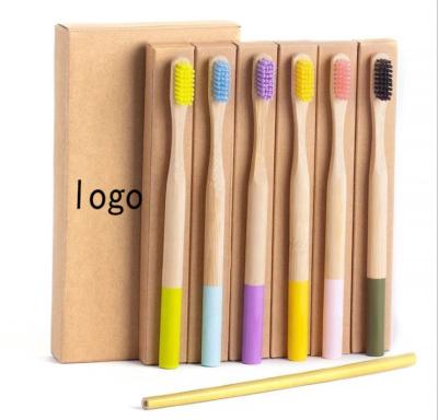 China Round Hand Environmental Biodegradable Colorful Bamboo Toothbrush Soft Bamboo Toothbrush for sale