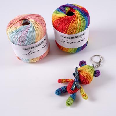 China RongMeiXuan 50g/ball 03# Lace Cotton Yarn Viable Colorful Gradient Dyeing Yarn DIY Hand Knitting Crochet Garment Doll Lace Yarn for sale