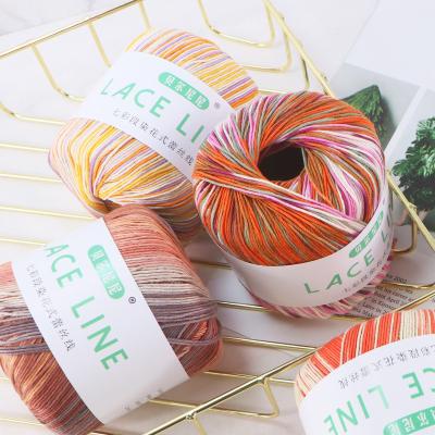 China RongMeiXuan 03# Rainbow Lace Yarn Crochet Yarn Sustainable Fine Thread Pure Cotton Yarn Crocheted Lace Yarn 40g for sale