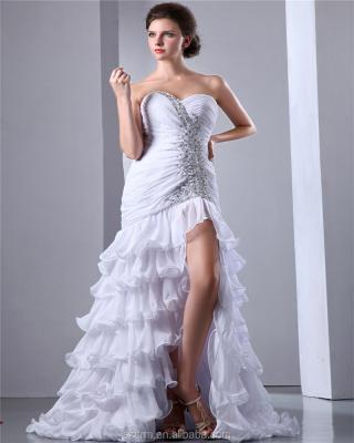 China Anti-Static 2018 New Arrival Sweetheart Luxury Asymmetrical Beaded Cascading Ruffles Sequined Zipper Wedding Dress For Brides for sale