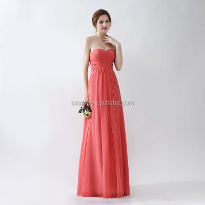 China Anti-Static A Line Simple Design Chiffon Floor Length Evening Dress Elegant Zipper Sweetheart Sleeveless Ruched Evening Party Dress for sale