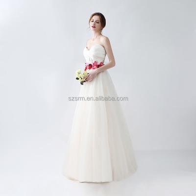 China Anti-Static White Elegant Sweetheart Floor Length Zipper Wedding Party Dress Ruched Appliqued Beaded A Line Evening Dress for sale