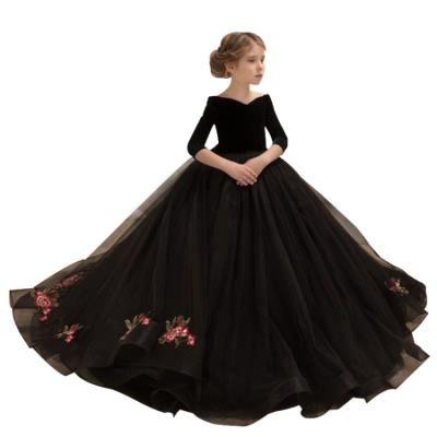 China Anti-Static 2019 New Black Mash Child Evening Dress High Quality Girl Party Dresses for sale