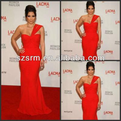 China Anti-Static Elegant One Shoulder Ruched Sweetheart Mermaid Evening Gowns Kim Kardashian Red Carpet Celebrity Long Evening Dresses DE234 for sale