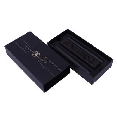 China Recycled Materials Customized Logo Luxury Cardboard Incense Packaging boxes black drawer box supplier for sale