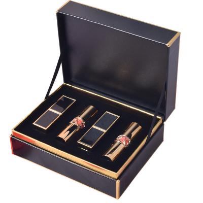 China Handmade Design Cardboard Paper Lipstick Box Luxury Black Cosmetic Packaging Box For Perfume for sale