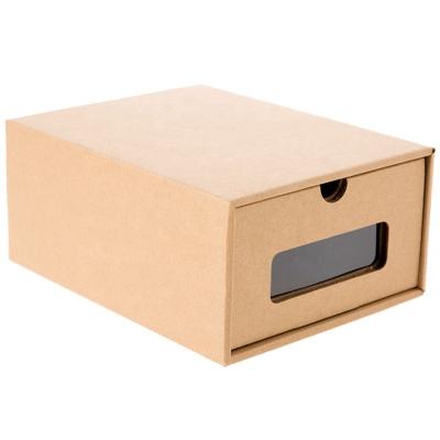 China Recyclable Logo Gift Kraft Paper Drawer Custom Shoes Boxes Custom Empty Shoe Boxes For Sale for sale