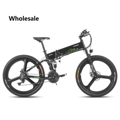 China New aluminum alloy electric folding mountain bike, folding ebike with 21SP, 26 inch fat tire electric bike for sale