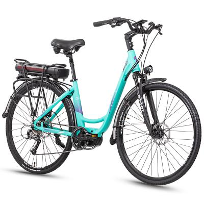 China Aluminum Alloy Electric City Cycle For Adult Women Urban Bicycle With Tire 700C Mid Drive Mid Motor E-Bike for sale