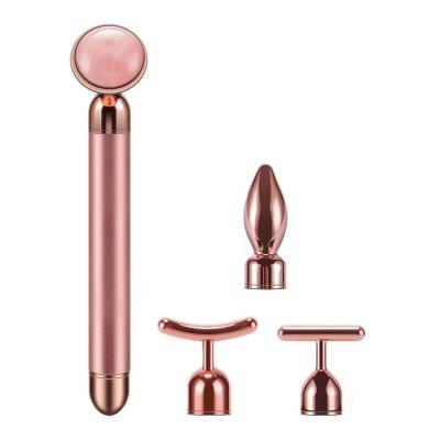 China Wholesale Private Label 4 in 1 Face Lift Quartz Vibrating Massager Facial Electric Massage For Face Care Jade Roller Set for sale