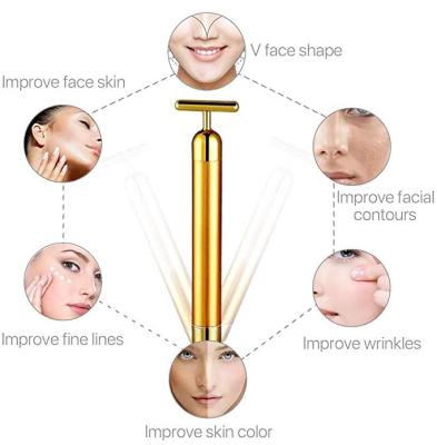 China Wrinkle Remover Face Slimming 24k Gold Massager Skin Tightening Body Slimming Energy Vibrate Gold Bar for sale