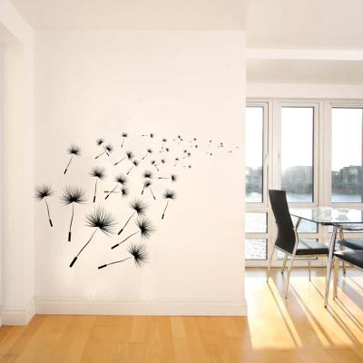 China Non-Toxic Removable WALL STICKER PVC Black Dandelion Wall Retail Prices for sale