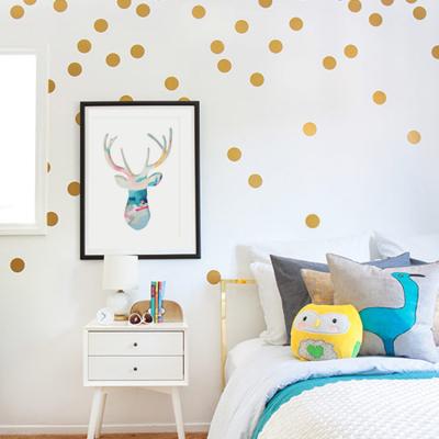 China Custom vinyl gold dots WALL STICKER polka graphic decals dots sticker, gold wall sticker decoration for sale