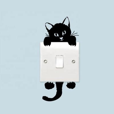 China Hot Sale New Reused And Easy To Use Cute Cat Wall Art Baby Nursery Room Lamp Switch PVC Switch Wall Sticker for sale