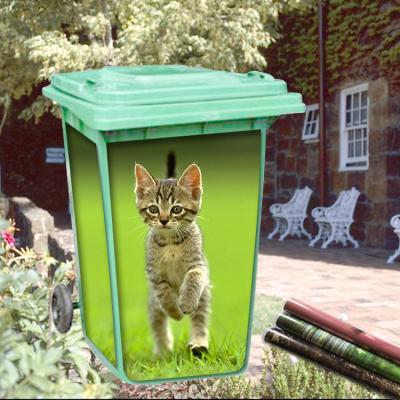 China Cat Decorative Cartoon Sticker DIY Decals Garbage Bin Cover Adhesive Removable Waterproof Sticker for sale