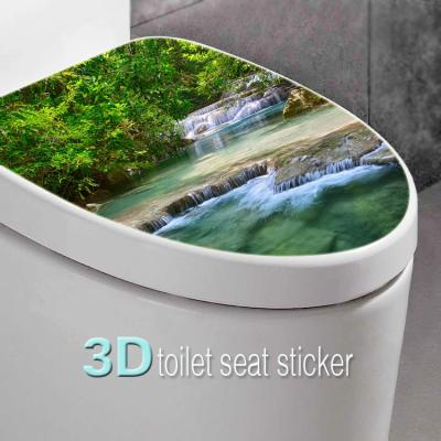 China PVC 3d River Landscape Home Outdoor Hood Decorative Waterproof Removable Toilet Seat Sticker for sale