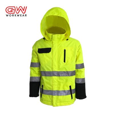 China Water Proof Class 3 Mens Safety Clothing 3M Reflective Tap Workwear Hi Vis Waterproof Jackets With Hood for sale