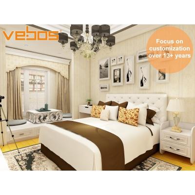 China (Other) Customized high quality bedroom furniture adjustable king size bed set and modern white wood hotel bedroom furniture for sale