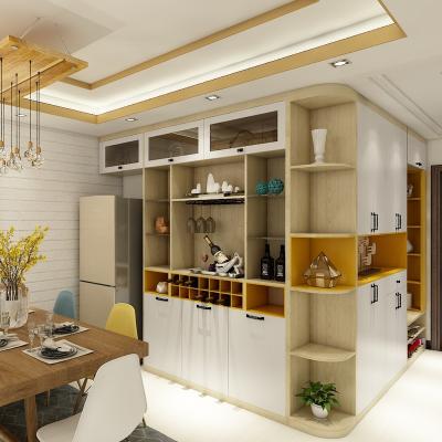 China Adjustable Simple Hollow Living Room Wine Cabinet White Wooden Dining Cabinet (Other) for sale