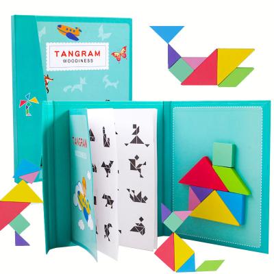 China DIY TOY New Kids Magnetic 3D Jigsaw Puzzle Jigsaw Tangram Game Montessori Thinking Baby Learning Educational Wooden Toys For Children for sale