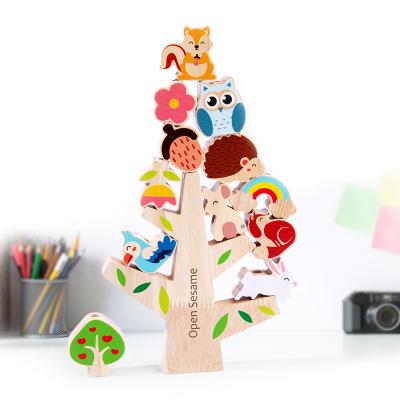 China DIY TOY Children Animal Balance Wooden Montessori Building Blocks Stacking Threading Early Educational Fine Motor Training Games Toys for sale