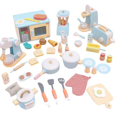 China Wooden Children's Kitchen Pretend Room Toy Montessori Early Education Play Puzzle Simulation Kitchen Set Series Baby Fun Toy Gift for sale