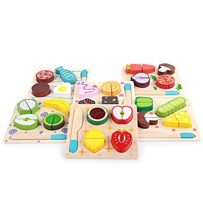 China Wooden Wooden Toys Kitchen Cutting Fruit and Vegetable Board Real Life Toy 6 Models Kids Baby Educational Toys for sale