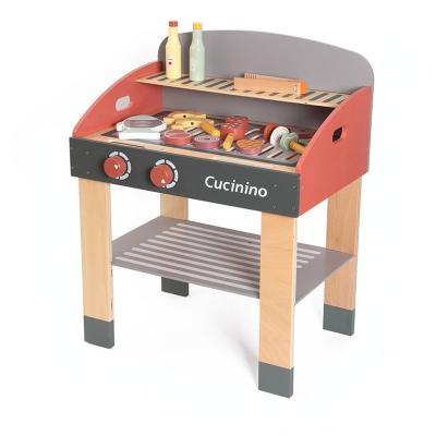 China New Children's Play Room Wooden Barbecue Rack Toys Simulation Home Kitchen Barbecue Rack Boys And Girls Puzzle Toy Set for sale