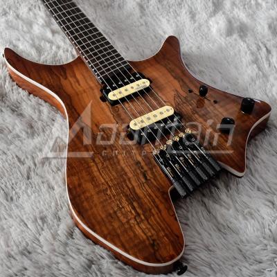 China Environmental Materials ZLG Hot Sale 6 String Fanned Headless Guitar Body Spalted Maple Mahogany Head 9 Piece Roasted Maple Neck for sale