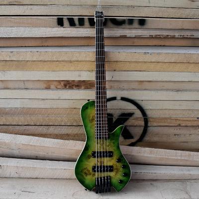 China Best Selling 5 String Environmental Whole Headless Bass String Environmental ZLG Materials Quality Ash Body 5 Pieces Green Color Top Neck Fast Shipping Knot for sale