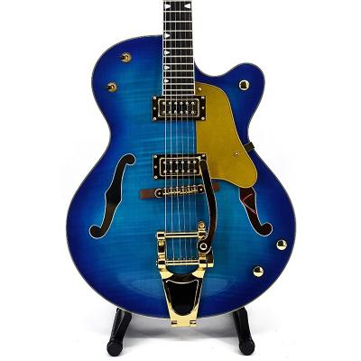 China OEM Gold Guitar Hole Flame Maple Environmental Flame Maple Electric Guitar String Top Blue Burst Material F Style ColorJazz Material F Fast Shipping for sale