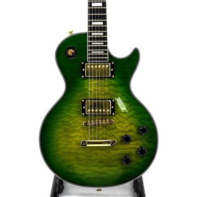 China Krait 6 Environmental String Materials Electric Guitar Quilted Maple Green Color Top Mahogany Body Neck OEM Guitar Mahogany Factory Outlet for sale