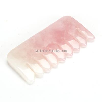 China Natural Gua Sha Jade Tools Gift Rose Quartz Comb Massage Scraping Massage Tool Wholesale Factory for sale