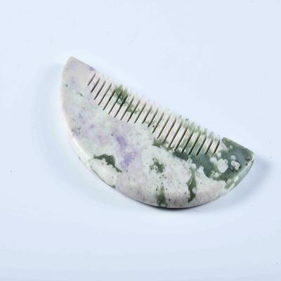 China 2022 Fashionable Wholesale 100% Natural Jade Hair Massage Comb Set Gua Sha for Scalp Stress Relax and Hair Growth Jade Roller for sale