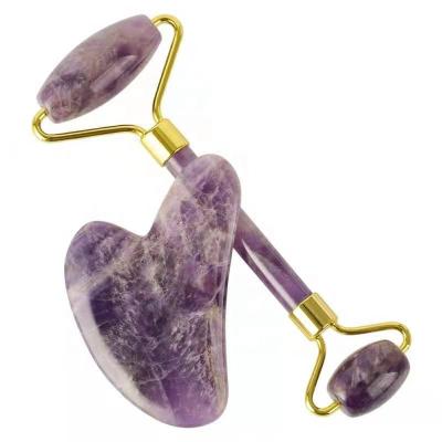 China For commercial & Authentic home use gemstone amethyst jade roller gua sha board skin care massage tools for sale