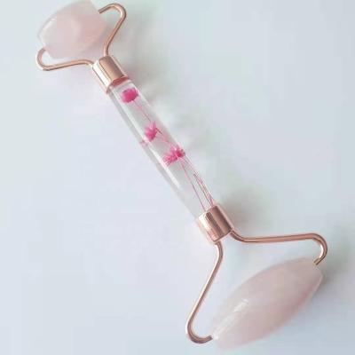 China High Quality Hot Selling Rose Quartz Hand Held Roller Widely Used Jade Facial Roller Massager Tool Massage Function for sale