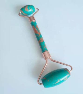 China Special Double Rollers Color Skin Care Tools Turquoise Jade Roller Face Swelling Massager for sale