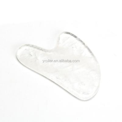 China New Product Butterfly Shaped Clear Guasha Tools Massage White Crystal Jade Face Stone Scraping Body Gua Sha Skin Care for sale