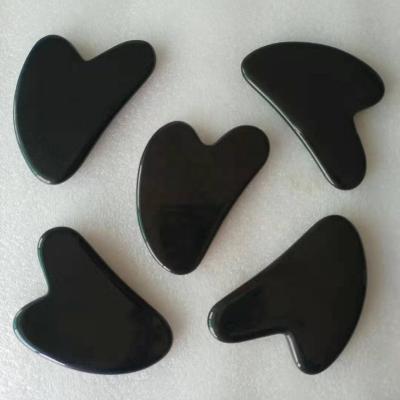 China 2021 Comfortable Hot Selling Black Stone Obsidian Guasha Massager Skin Care Tools for sale