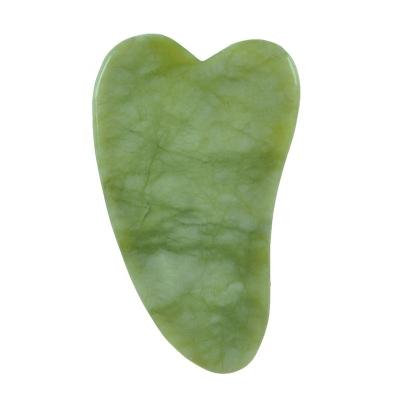 China Hot Selling Natural Green Stone Massager Heart-shape Heart Shape Xiuyan Jade Guasha Board Skincare Tools for sale