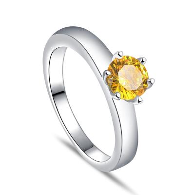 China 2019 TRENDY Fashion Jewelry Yellow Crystal Ring 925 Silver For Women for sale