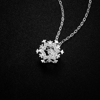 China FASHIONABLE SKA S925 Sterling Silver Female Simple Hollow Pendant Necklace Snowflake Necklace for sale