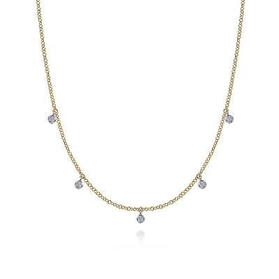 China FASHIONABLE SKA 925 Necklaces 18k 14K White Gold Silver Yellow Chain Necklace With Bezel Diamond Drops Set for sale