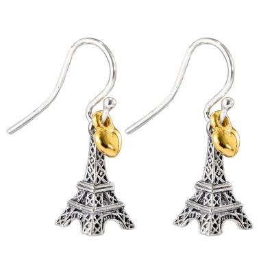 China SKA S925 Eiffel Tower Fashion Ladies CLASSIC Silver Drop Earrings 925 Silver Earring for sale