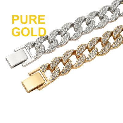 China Hiphop SKA Jewelry Hiphop Cuban Link Punk Chain Iced Out Gold Micro Set Rhinestone Diamond Necklace for sale